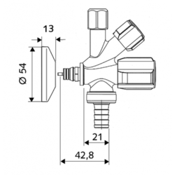 SCHELL 035510699 ventil kombinovaný 1/2"x3/4"x3/8" - 2